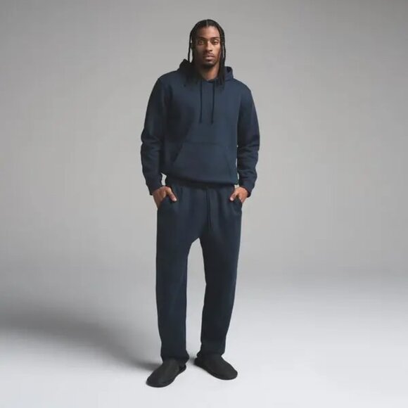 Skims Men’s Fleece Lounge Straight Leg Pant in Navy Size Small
